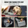 A collage of images showing a dog looking out of a car window, and two different dog car seats in the back of a car. Náhľad obrázku produktu