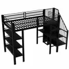 A black metal loft bed with integrated shelves and stairs, shown against a white background. Podgląd zdjęcia produktu