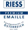 The image displays the brand logo and marketing text for Riess premium enamel products made in Austria. Produktbild-Vorschau
