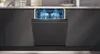 A built-in dishwasher with its door open, showing the interior with blue lighting, set into dark gray kitchen cabinetry. Produktbild-Vorschau