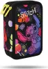 A close-up of a black pencil case with a colorful Stitch design. Podgląd zdjęcia produktu
