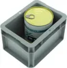 A gray plastic storage box with a can inside. Produktbild-Vorschau