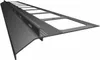 A close-up, angled view of a dark grey aluminum drainage profile with a textured surface and rectangular cutouts. Produktbild-Vorschau