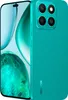 A teal Honor X8c smartphone is shown from a diagonal angle, with its rear camera array and textured back visible. The screen displays a blurred, abstract green and blue image. Náhled obrázku produktu