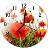 Glasuhr Wanduhr Küchenuhr Echt-Glas 30fi cm Mohnblumen rot Produktbild-Vorschau 1