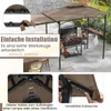 A collage of images showing a grill gazebo, installation details, and close-ups of its features. Produktbild-Vorschau