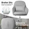 A collage of images showcasing a gray velvet office chair, highlighting its features. Produktbild-Vorschau