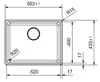 A technical drawing of a sink with dimensions and radii indicated. Podgląd zdjęcia produktu