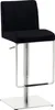 A black bar stool with a silver base and adjustable height. Produktbild-Vorschau