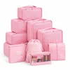 8er Set Kofferorganizer Pink Packtaschen mit Kosmetiktasche Produktbild-Vorschau 1