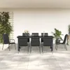 vidaXL 9-tlg. Garten-Essgruppe Schwarz Stahl und Textilene Produktbild-Vorschau 2