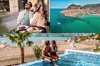 A collage of three images depicting romantic getaways and travel experiences. Produktbild-Vorschau