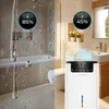 Split image showing a very humid bathroom (left) and a bathroom with a dehumidifier (right). Náhled obrázku produktu