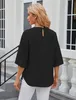 ASKSA Chemise femme manches 3/4 plissées col rond Voir les images du produit 4
