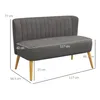 A dark gray sofa with dimensions indicated by measurement lines and text. Produktbild-Vorschau