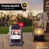 A bottle of heating fuel and a heater on a wooden deck at dusk. Produktbild-Vorschau
