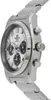 A side view of a silver Casio Edifice chronograph watch with a white dial and black sub-dials. Voir les images du produit