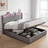 Łóżko platformowe INONEFT, 140x200 cm, z podświetleniem LED Podgląd zdjęcia produktu 1