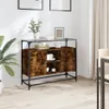 vidaXL Sideboard mit Glasplatte Räuchereiche 98x35x81 cm Produktbild-Vorschau 1
