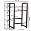 A diagram showing the dimensions of a black metal wine rack. Náhled obrázku produktu