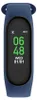 A close-up of a blue fitness tracker with a black screen displaying the time, date, and battery status. Produktbild-Vorschau