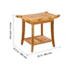 A wooden shower bench with dimensions indicated. Podgląd zdjęcia produktu