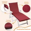 A red chaise lounge cushion on a white lounge chair, with callouts highlighting features. Anteprima dell’immagine prodotto