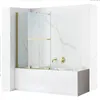 A bathtub with a glass shower screen and gold fixtures. Produktbild-Vorschau