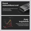 A collage showing details of a stationary bicycle, with text explaining its features. Náhľad obrázku produktu