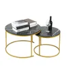 Couchtisch Rund ,Satztisch 2er Set,Schwarz Marmor Produktbild-Vorschau 2