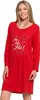 A woman wearing a red nightgown with a Christmas-themed print. Produktbild-Vorschau
