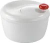 A white salad spinner with a red knob on top, set against a white background. Voir les images du produit