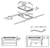 Diagrams showing installation dimensions and clearances for a cooktop. Anteprima dell’immagine prodotto