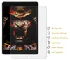 A screen protector for an iPad Pro 9.7 is shown with a graphic of a samurai lion on the screen. Text describing the features of the screen protector is on the right side. Produktbild-Vorschau