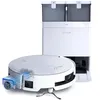 A white robot vacuum cleaner and its white base station are shown against a white background. Produktbild-Vorschau