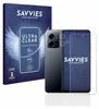 A product shot of a phone screen protector packaging and a phone with a screen protector applied. Produktbild-Vorschau