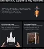 A collage of marketing images showcasing features of a 3D printer. Produktbild-Vorschau