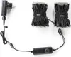 A black power adapter connected to a string of LED lights, laid out on a white background. Náhled obrázku produktu