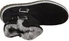 A black boot with fur lining and buckles, shown from a top-down perspective against a white background. Produktbild-Vorschau