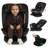 A collage of images showing a child in a car seat, the car seat rotating, and a detail of the car seat base. Podgląd zdjęcia produktu