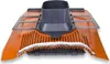 A product shot of a ventilation component with an orange flexible base and a gray pipe. Produktbild-Vorschau