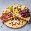 BlauKe® Bambus Käsebrett mit Käsemesser Set – 37cm Rund Produktbild-Vorschau 6