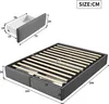 A diagram showing the dimensions of a bed frame with drawers. Produktbild-Vorschau