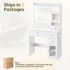 Schminktisch mit LED-Spiegel & Vitrine | 90 cm breit | USB Produktbild-Vorschau 8