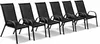 A set of six black outdoor chairs are arranged in a row on a white background. Anteprima dell’immagine prodotto