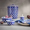 Küchenkaro Speiseteller Keramik, handgemalt creme/blau, D Produktbild-Vorschau 4
