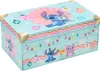 A light blue keepsake box decorated with Stitch and Angel characters and holiday-themed ornaments. Náhled obrázku produktu