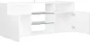 A white TV cabinet with two open doors and glass shelves. Anteprima dell’immagine prodotto