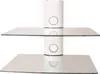 A white TV rack with two glass shelves against a white background. Produktbild-Vorschau