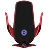 A red and black wireless car charger with a glowing blue circular symbol on its surface. Produktbild-Vorschau